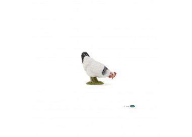 figurine poule blanche picorant papo