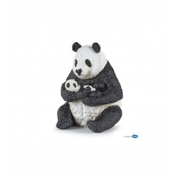 figurine panda assis et son bebe papo