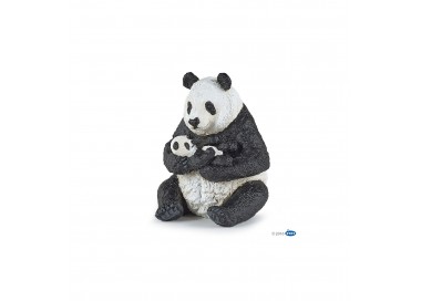figurine panda assis et son bebe papo