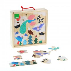 coffret puzzles bois 3x16p terre mer ciel