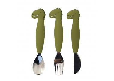 couverts trois pieces en silicone monsieur dino