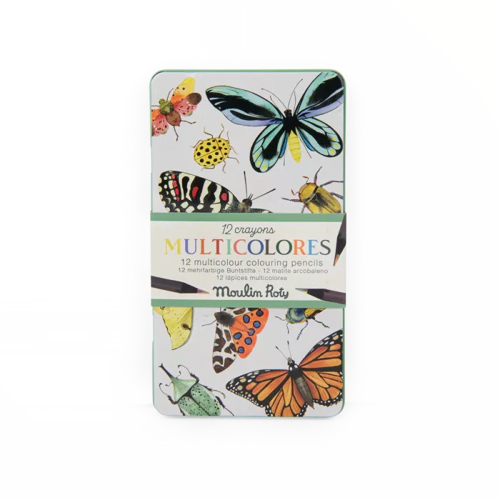 12 crayons de couleur multicolores