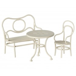 MAILEG  TABLE, BANC & CHAISE, SOURIS, S  BLANC
