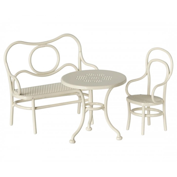 MAILEG  TABLE, BANC & CHAISE, SOURIS, S  BLANC
