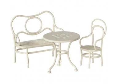 MAILEG  TABLE, BANC & CHAISE, SOURIS, S  BLANC
