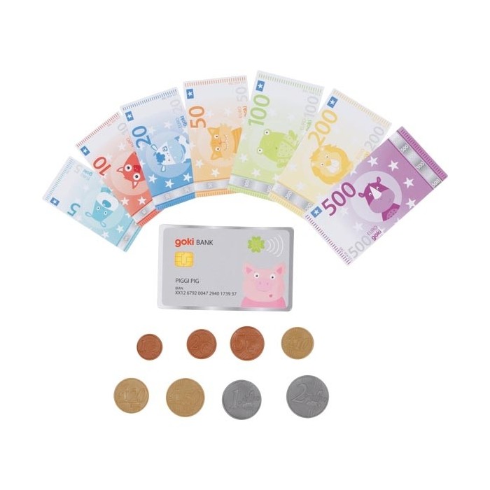 Argent factice - billets, pièces et carte bancaire | Goki Argent factice - billets, pièces et carte bancaire | Goki