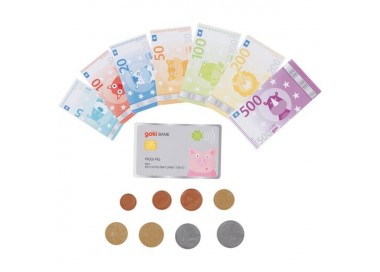 Argent factice - billets, pièces et carte bancaire | Goki