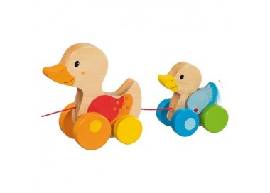 Animal à tirer en bois - Famille de canards | Goki