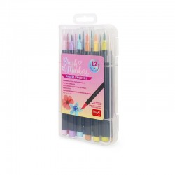 12 FEUTRES PINCEAUX  PASTEL COLOURS