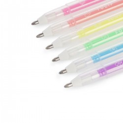 6 MINI STYLOS ENCRE GEL PAILLETTE